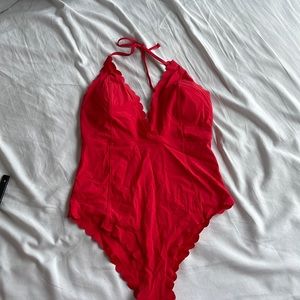 Red one piece swimsuit